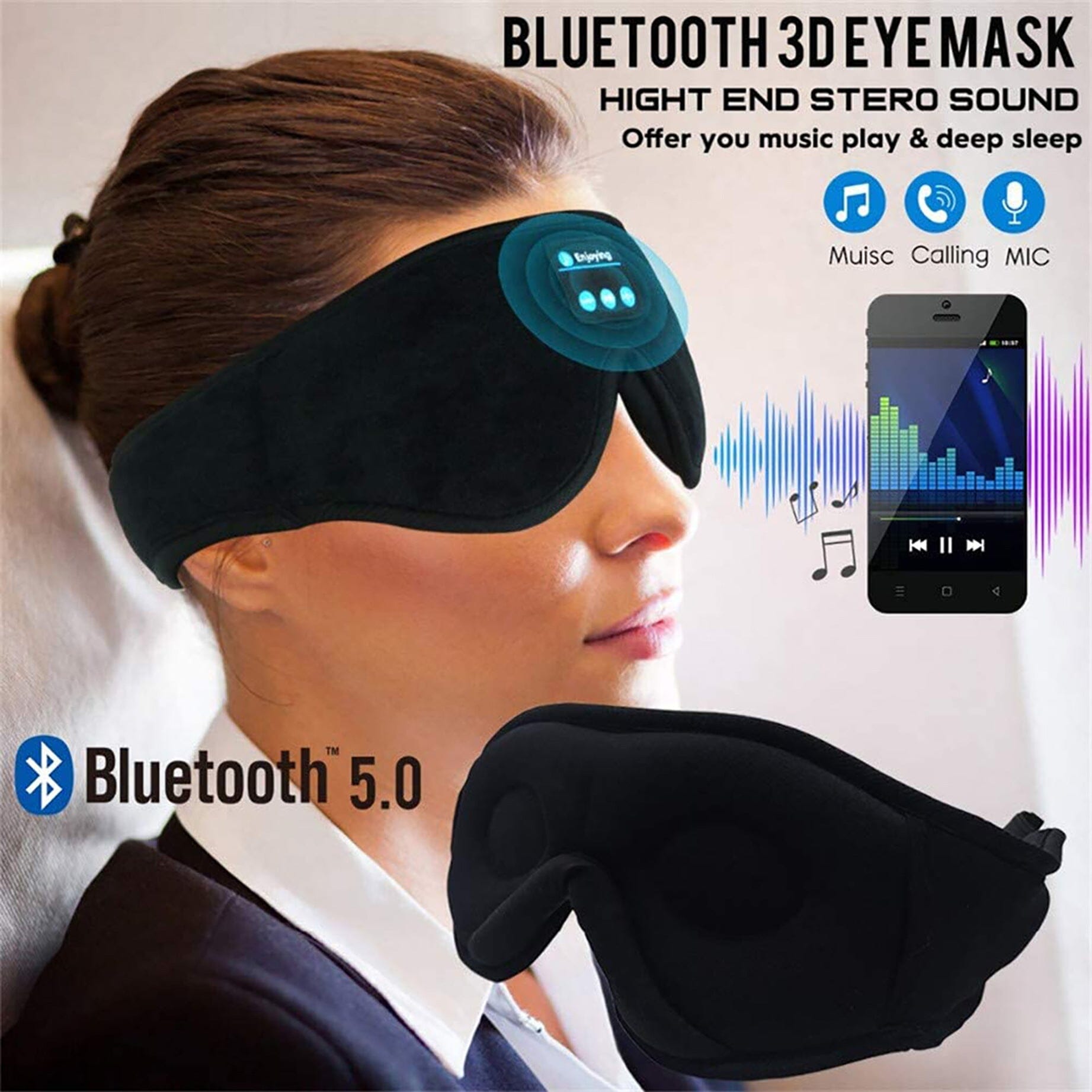 Wireless Call Stereo Music Blackout Sleep Eye Mask 0 Manwatstore