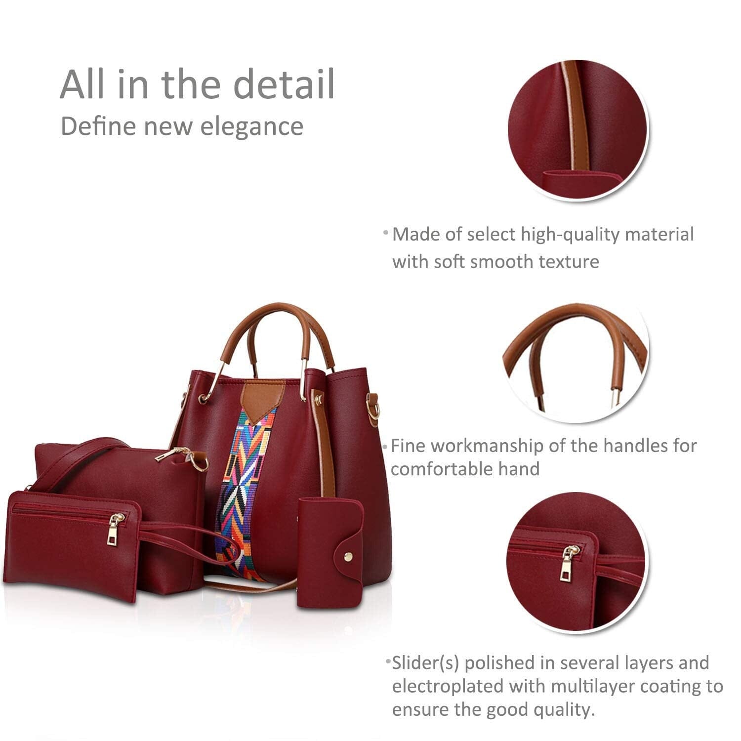 Women Handbags Shoulder Bags 4 Pcs Handbags For Ladies Top-Handles Crossbody Bags Purse Wallet 0 Manwatstore