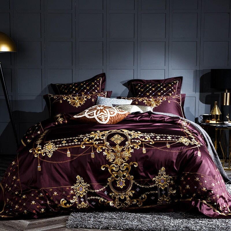 1000TC Egyptian Cotton Bedding Set | Luxury Embroidery Bed set Bedding Manwatstore