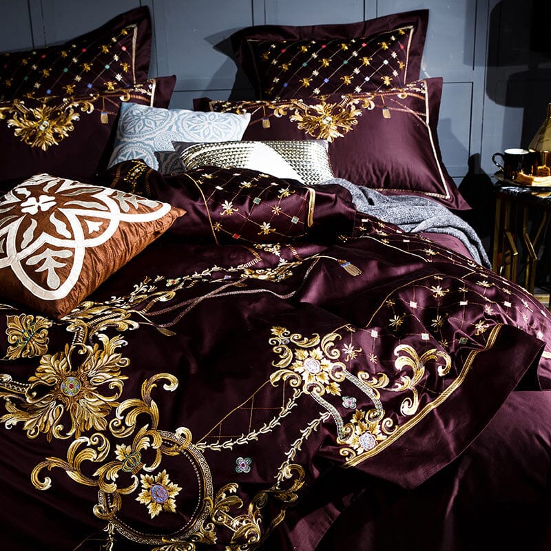 1000TC Egyptian Cotton Bedding Set | Luxury Embroidery Bed set Bedding Manwatstore