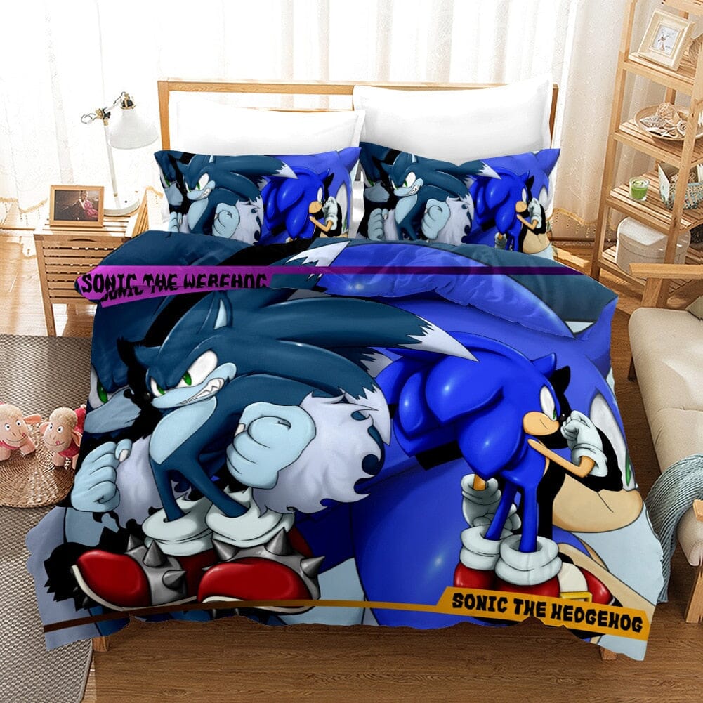 3D Cartoon Sonic Bedding Set Manwatstore