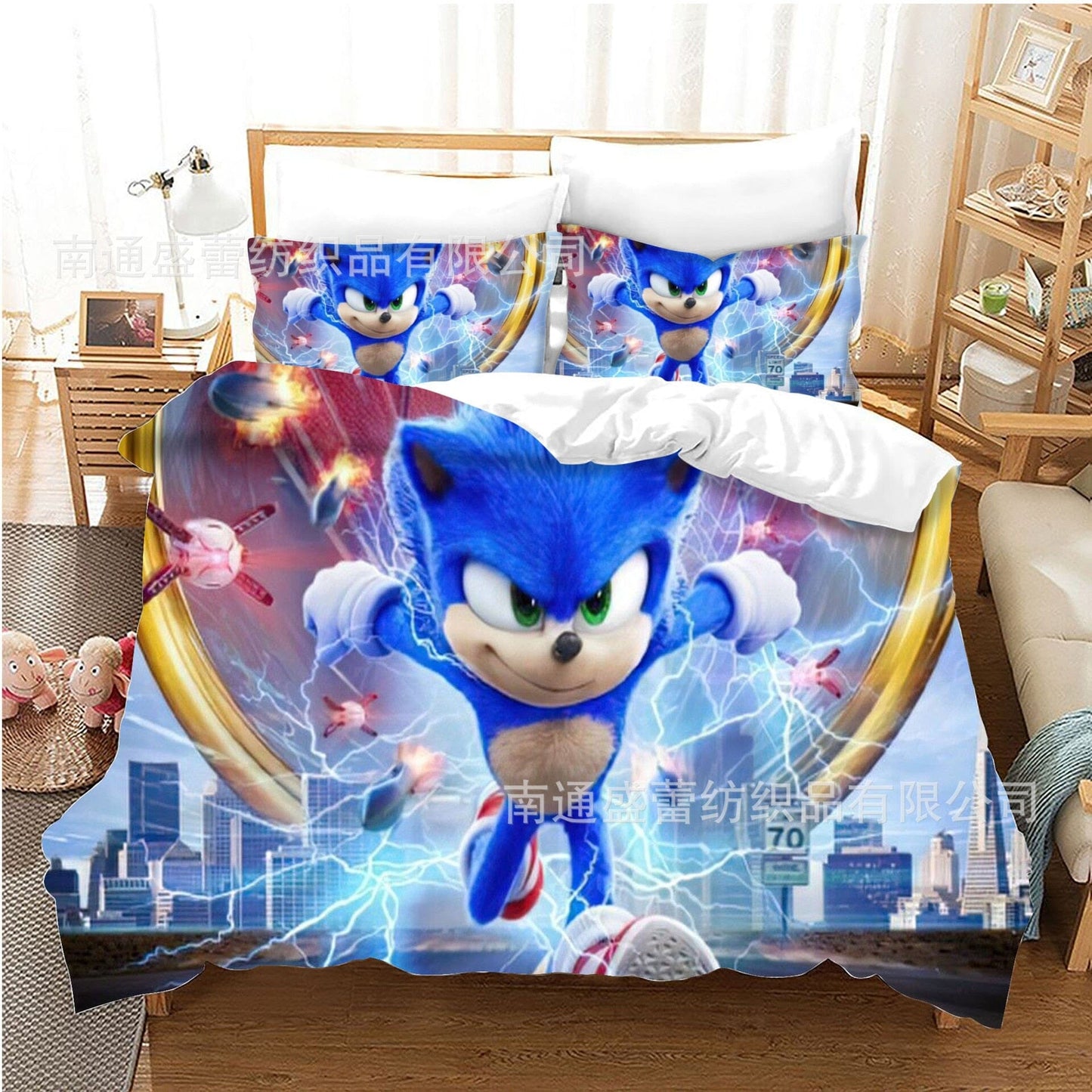 3D Cartoon Sonic Bedding Set Manwatstore