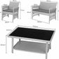 4pcs Garden Lounge Set with Cushions Glass Table Manwatstore