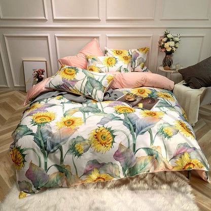6Pcs Luxury Egyptian Cotton Bedding Set | Queen King Size Bright Manwatstore