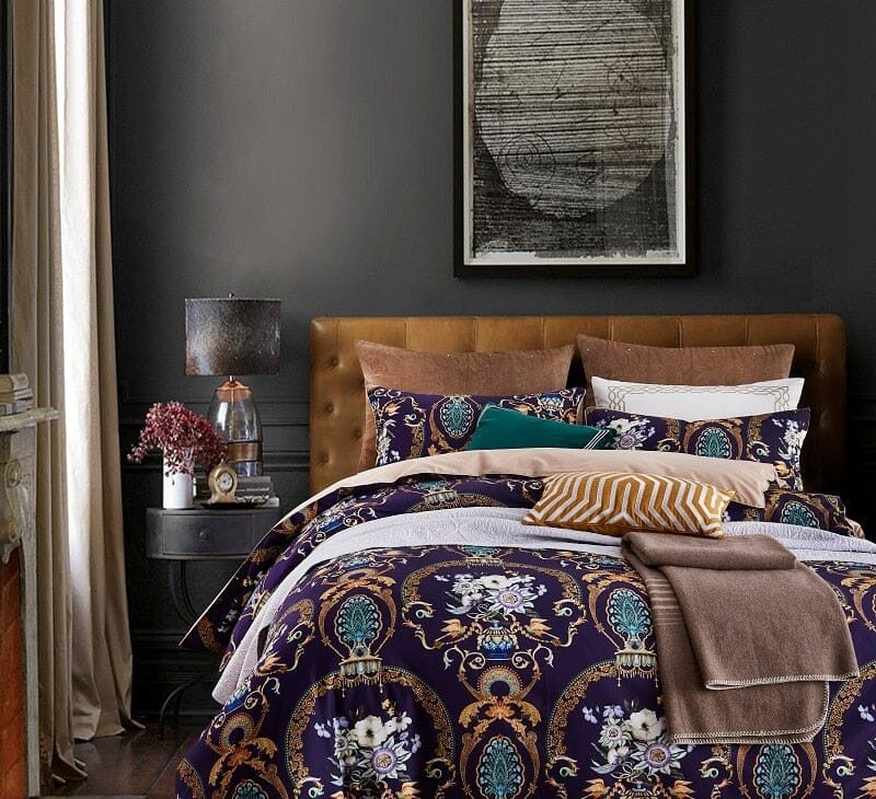 6Pcs Luxury Egyptian Cotton Bedding Set | Queen King Size Bright Manwatstore