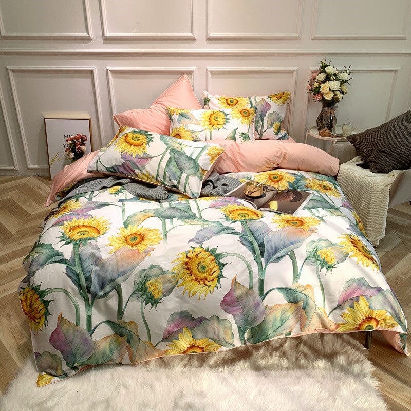 6Pcs Luxury Egyptian Cotton Bedding Set | Queen King Size Bright Manwatstore