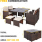 9 Piece Rattan Garden Furniture | Brown Outdoor Sofa Set Manwatstore