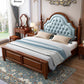 American Style Solid Wood Double Bed With Genuine Soft Leather Beds & Bed Frames Manwatstore