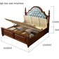 American Style Solid Wood Double Bed With Genuine Soft Leather Beds & Bed Frames Manwatstore