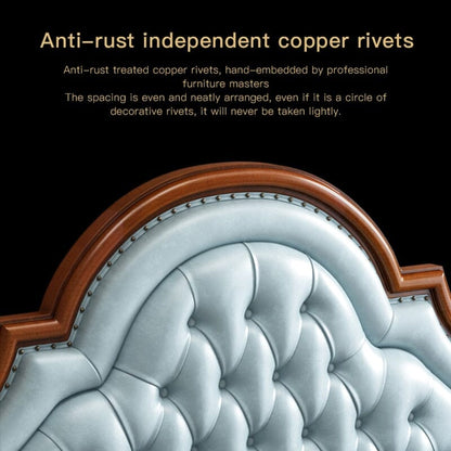 American Style Solid Wood Double Bed With Genuine Soft Leather Beds &amp; Bed Frames Manwatstore