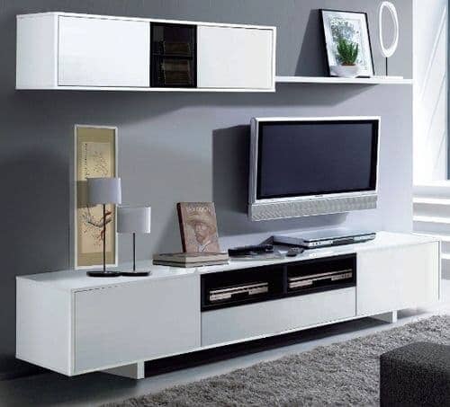 Belas White Gloss TV Complete Wall Cabinet Tv Cabinet Manwatstore