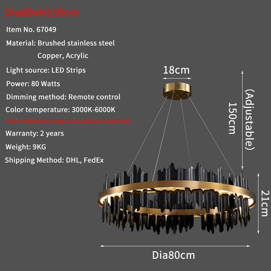 Best Quality Golden and Black Chandelier With Stainless Steel Body Manwatstore
