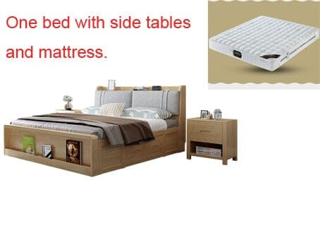 Double Bed With Wooden Frame and Storage| European Solid Wood Manwatstore