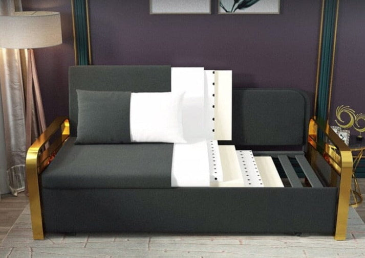 EcoLux Linen Hemp Sofa Bed Living Room Sofa Bed with Stainless Steel