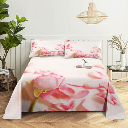 Floral Bed Sheet Set | Pillowcase Bedding Linens| Full Single Size for Bedroom Manwatstore