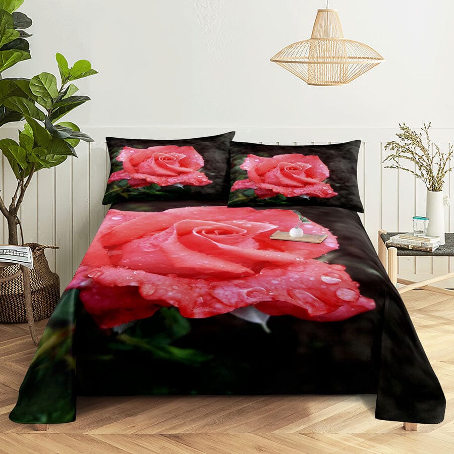 Floral Bed Sheet Set | Pillowcase Bedding Linens| Full Single Size for Bedroom Manwatstore
