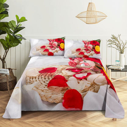 Floral Bed Sheet Set | Pillowcase Bedding Linens| Full Single Size for Bedroom Manwatstore