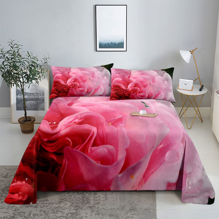 Floral Bed Sheet Set | Pillowcase Bedding Linens| Full Single Size for Bedroom Manwatstore