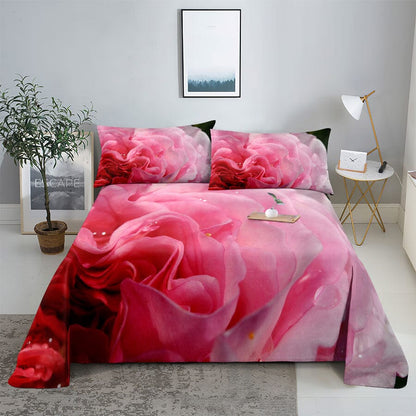 Floral Bed Sheet Set | Pillowcase Bedding Linens| Full Single Size for Bedroom Manwatstore