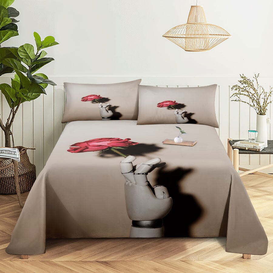 Floral Bed Sheet Set | Pillowcase Bedding Linens| Full Single Size for Bedroom Manwatstore