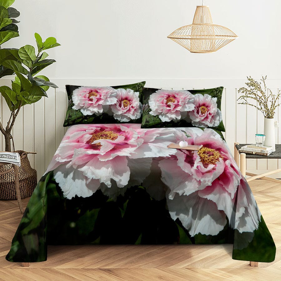 Floral Bed Sheet Set | Pillowcase Bedding Linens| Full Single Size for Bedroom Manwatstore