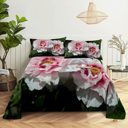 Floral Bed Sheet Set | Pillowcase Bedding Linens| Full Single Size for Bedroom Manwatstore