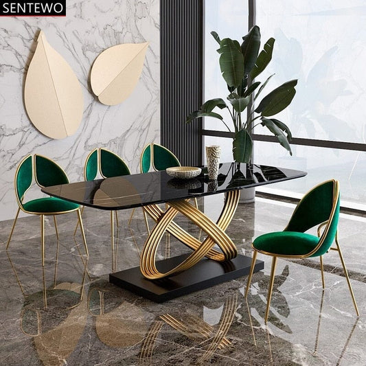 Italian Design Luxury Marble Dining Room Set With 6 chairs Manwatstore