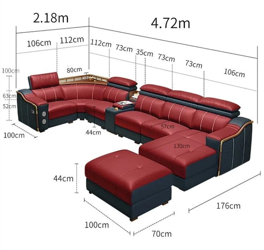 Living Room High-Quality Leather Multi-Functional Sofa Set Manwatstore