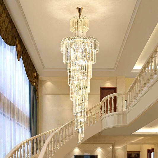 Luxury Design For High Ceilings Room Crystal Chandelier With Metal Body Manwatstore