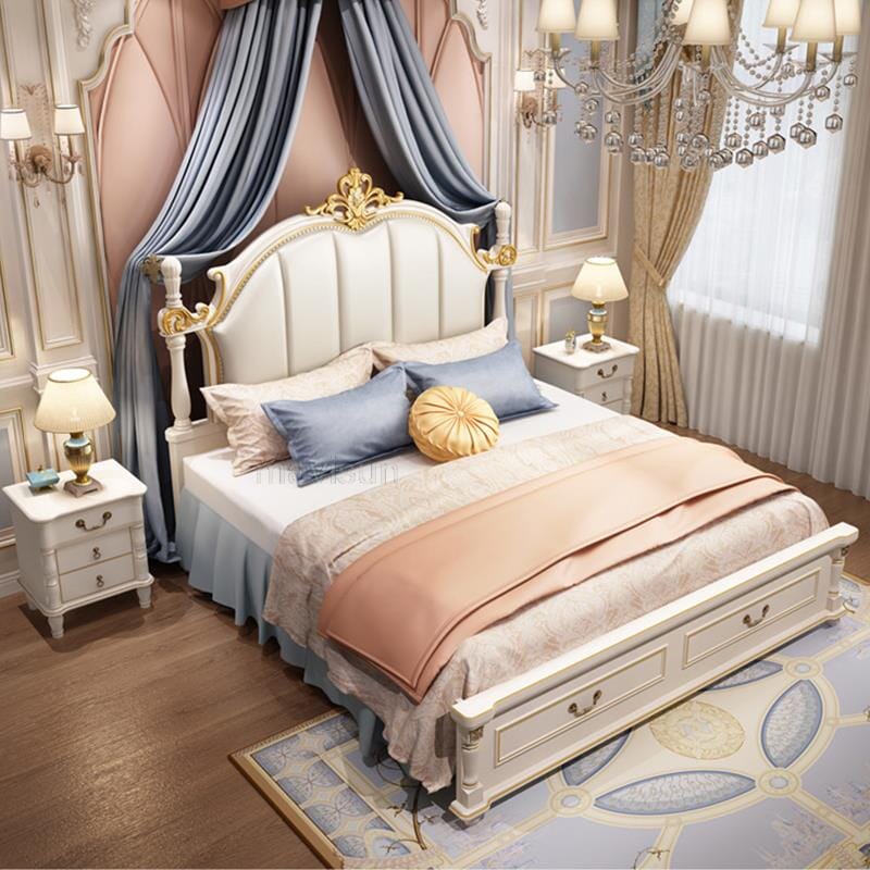 Luxury King Size Master Bed (1.8M) with Unique Design Side Tables Manwatstore