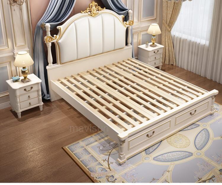 Luxury King Size Master Bed (1.8M) with Unique Design Side Tables Manwatstore