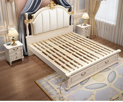 Luxury King Size Master Bed (1.8M) with Unique Design Side Tables Manwatstore