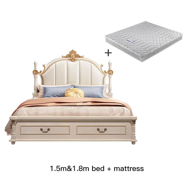 Luxury King Size Master Bed (1.8M) with Unique Design Side Tables Manwatstore