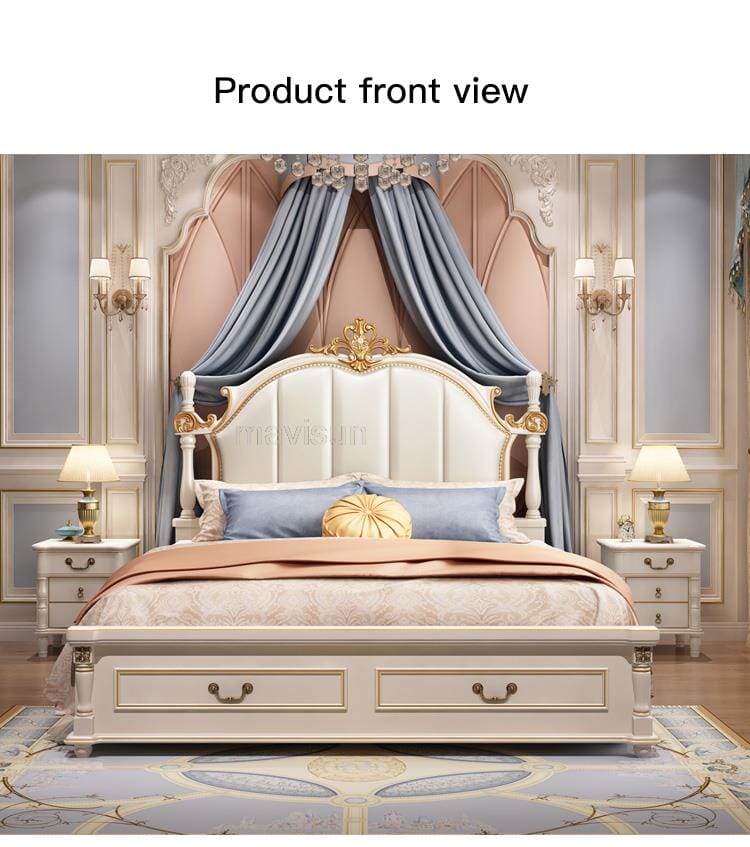 Luxury King Size Master Bed (1.8M) with Unique Design Side Tables Manwatstore