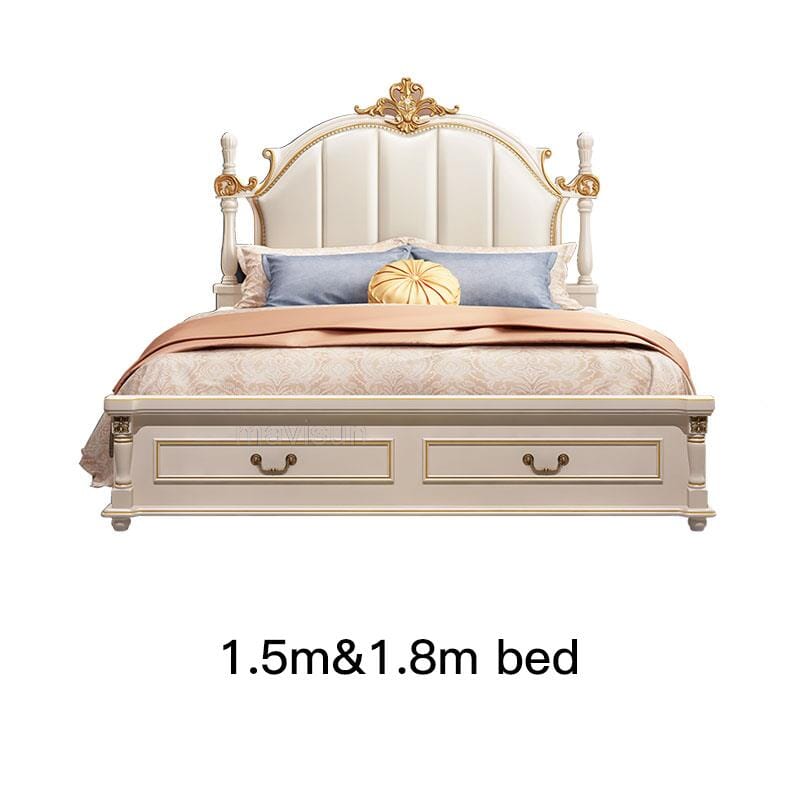 Luxury King Size Master Bed (1.8M) with Unique Design Side Tables Manwatstore