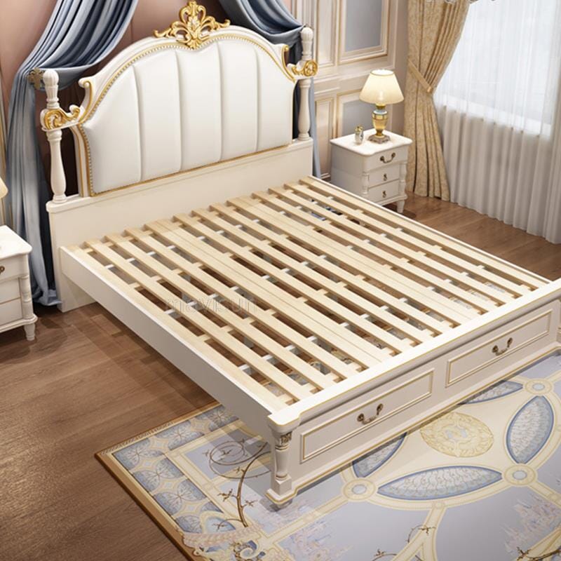 Luxury King Size Master Bed (1.8M) with Unique Design Side Tables Manwatstore