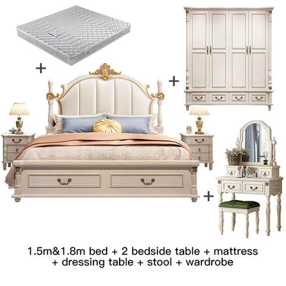 Luxury King Size Master Bed (1.8M) with Unique Design Side Tables Manwatstore