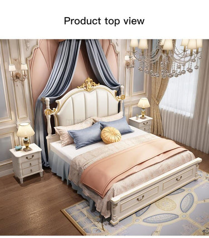 Luxury King Size Master Bed (1.8M) with Unique Design Side Tables Manwatstore
