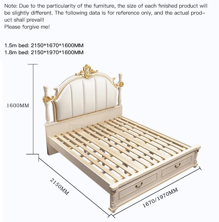 Luxury King Size Master Bed (1.8M) with Unique Design Side Tables Manwatstore