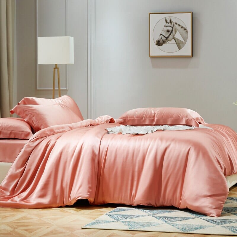 Luxury Mulberry Silk Bedding Set With Linen Pillowcases Manwatstore