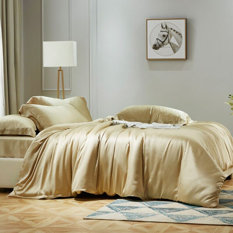 Luxury Mulberry Silk Bedding Set With Linen Pillowcases Manwatstore