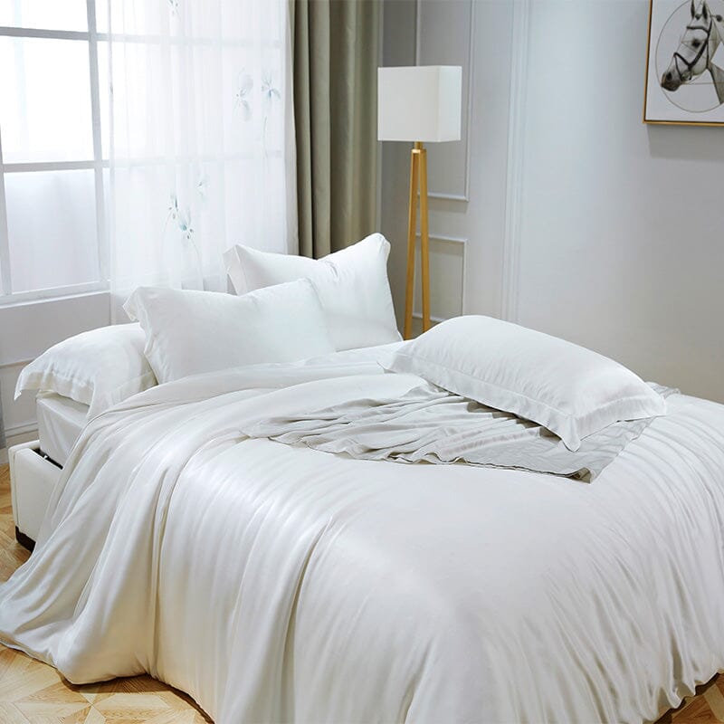 Luxury Mulberry Silk Bedding Set With Linen Pillowcases Manwatstore