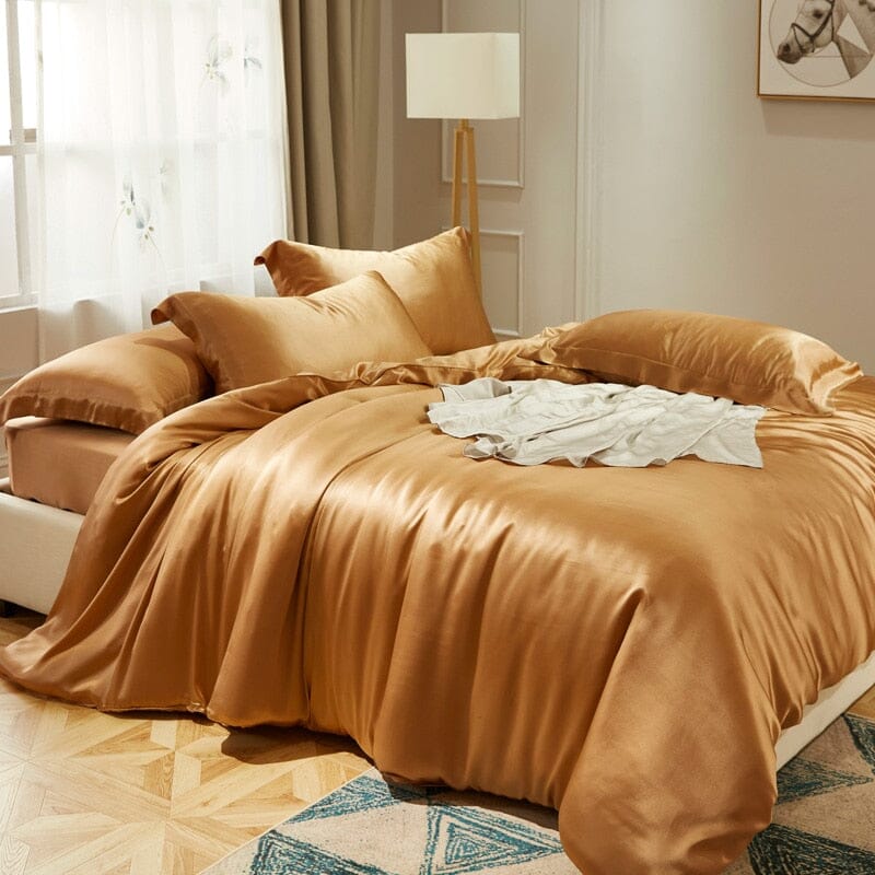 Luxury Mulberry Silk Bedding Set With Linen Pillowcases Manwatstore