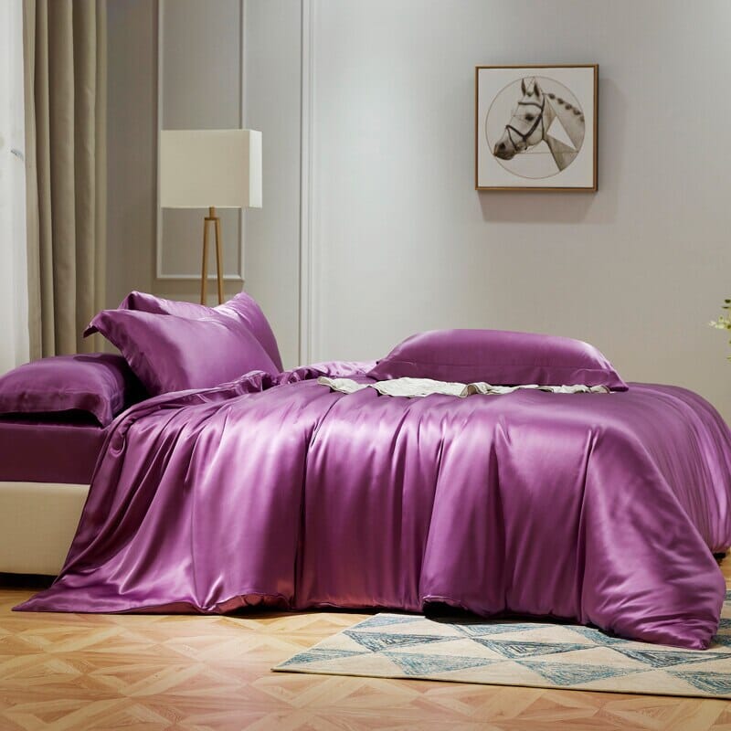 Luxury Mulberry Silk Bedding Set With Linen Pillowcases Manwatstore