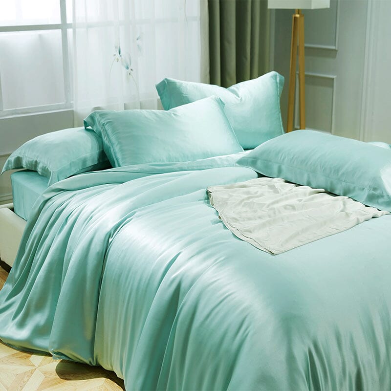 Luxury Mulberry Silk Bedding Set With Linen Pillowcases Manwatstore