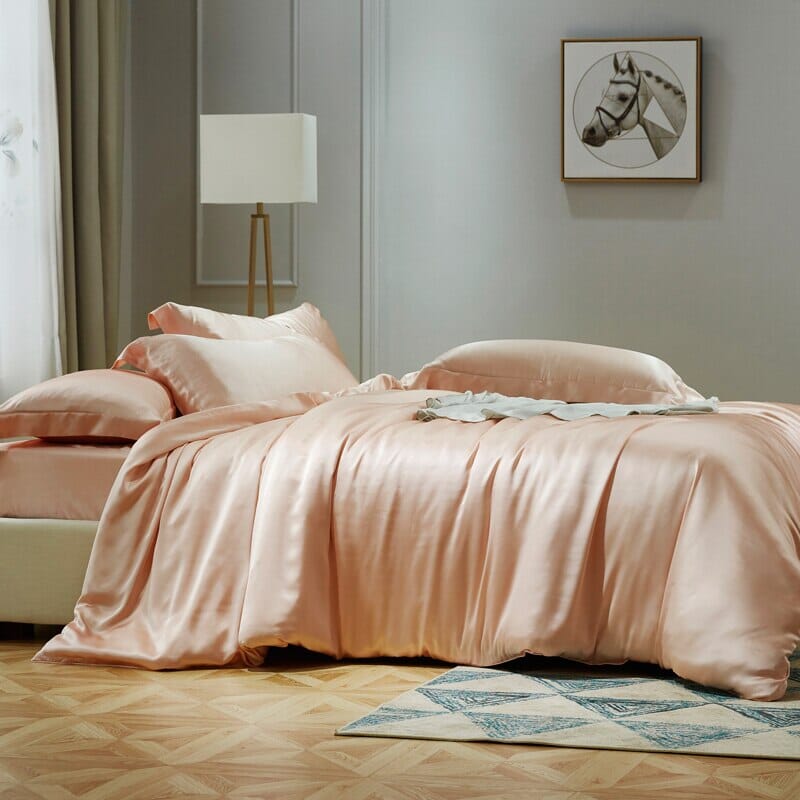 Luxury Mulberry Silk Bedding Set With Linen Pillowcases Manwatstore