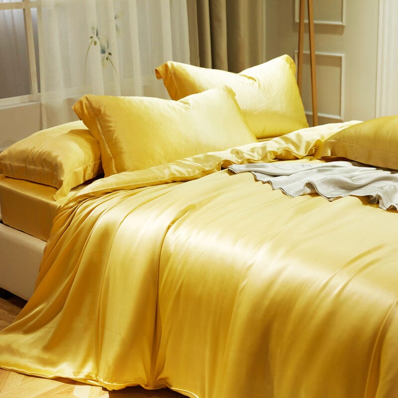 Luxury Mulberry Silk Bedding Set With Linen Pillowcases Manwatstore