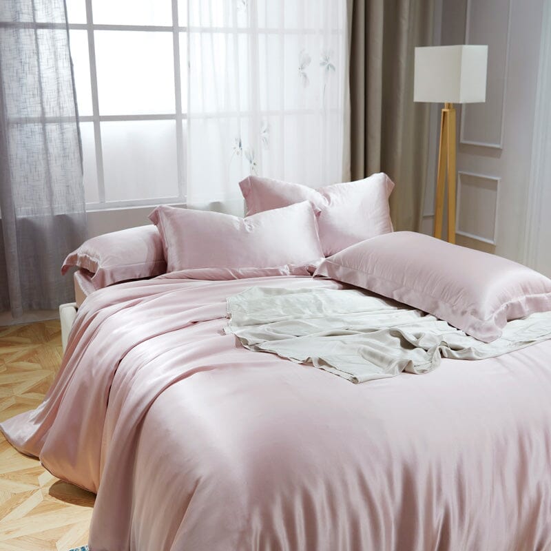 Luxury Mulberry Silk Bedding Set With Linen Pillowcases Manwatstore