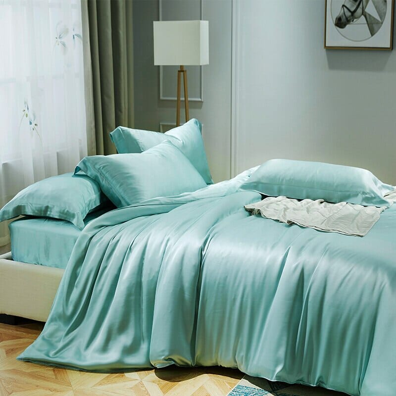 Luxury Mulberry Silk Bedding Set With Linen Pillowcases Manwatstore