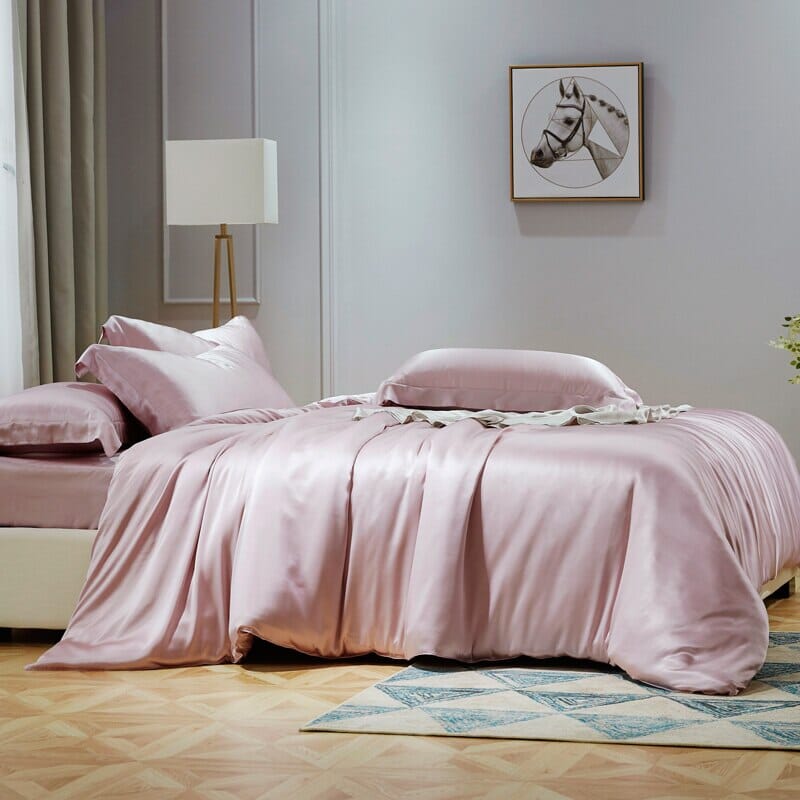 Luxury Mulberry Silk Bedding Set With Linen Pillowcases Manwatstore